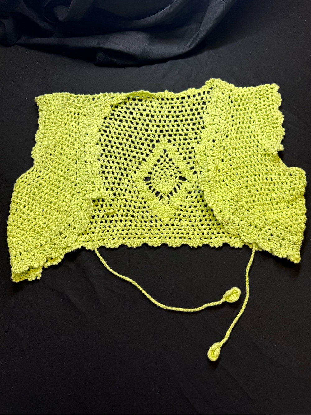 Handmade Crochet Bolero Shrug in Lime Green (M)